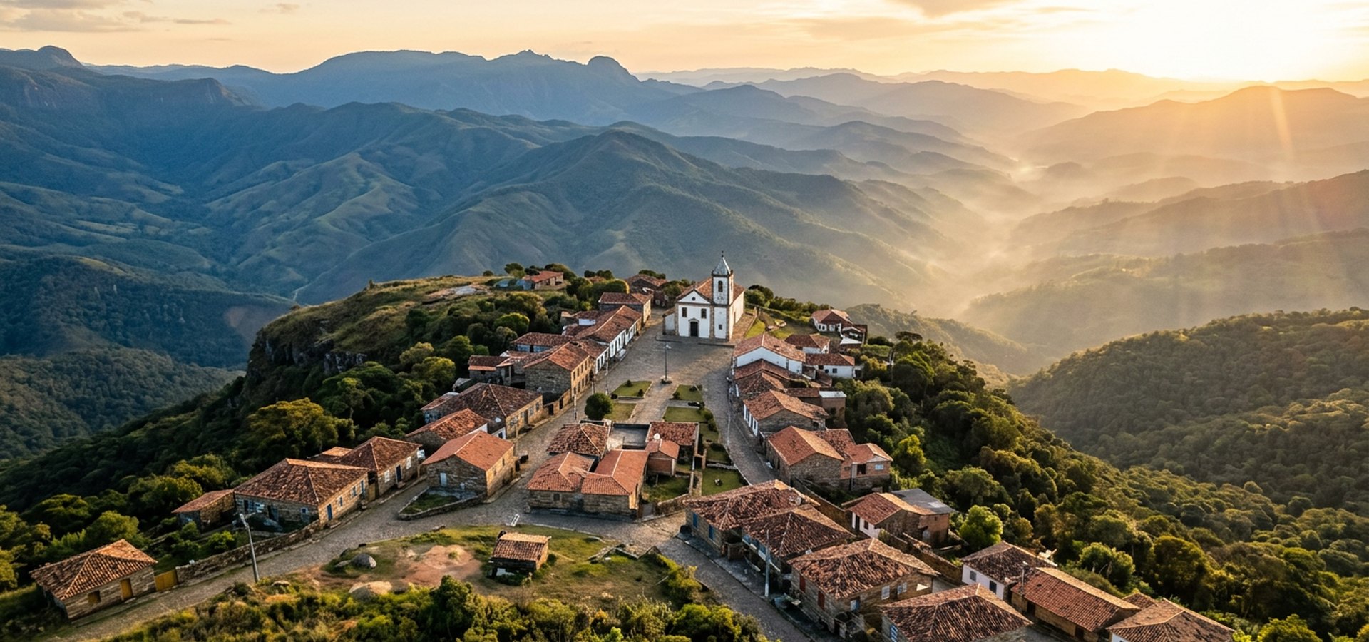 Vista da cidade de São Thomé das Letras entre as montanhas do Sul de Minas